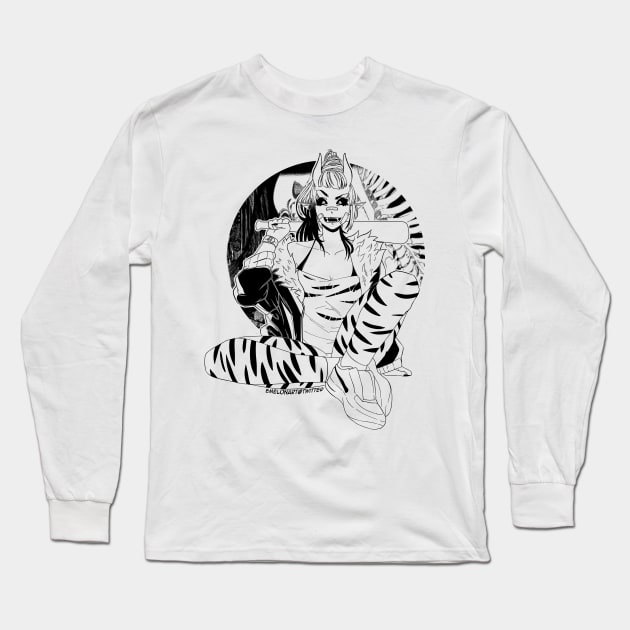 Yokai Girl (Inktober) Long Sleeve T-Shirt by spanoodle